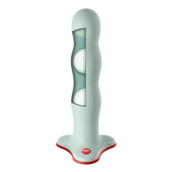 Фалоімітатор Fun Factory BOUNCER Light Green, кульки всередині, ефект вібрації, діаметр 3,9 см SX3671 фото - купити в секс-шопі Чорний Кролик