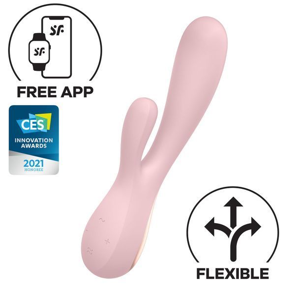 Смарт вібратор-кролик Satisfyer Mono Flex Mauve, 2 мотори, керування через інтернет SO3902 фото - купити в секс-шопі Чорний Кролик