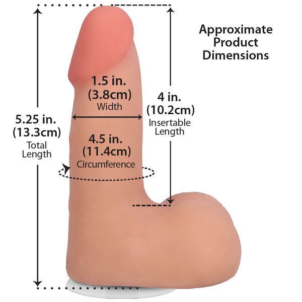Фалоімітатор Doc Johnson The Realistic Cock ULTRASKYN - 5 Inch with Balls Vanilla SX4482 фото - купити в секс-шопі Чорний Кролик