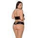 Комплект з екошкіри Passion NANCY BIKINI 4XL/5XL black, бра та трусики з імітацією шнурівки SO7102 фото 2