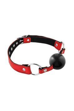Кляп Fetish Tentation Premium Leather Gag with Silicone Ball (Red), силіконова кулька SX1100 фото - купити в секс-шопі Чорний Кролик