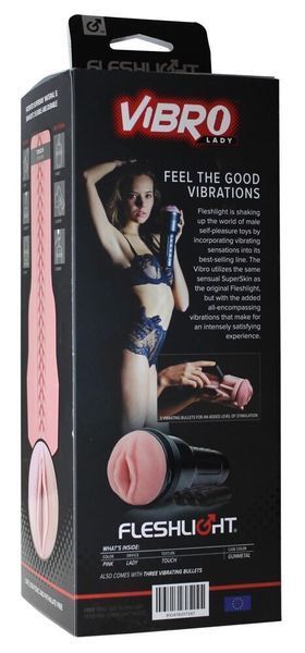 Мастурбатор з вібрацією Fleshlight Vibro Pink Lady Touch, три віброкулі, стимулювальний рельєф F17347 фото - купити в секс-шопі Чорний Кролик
