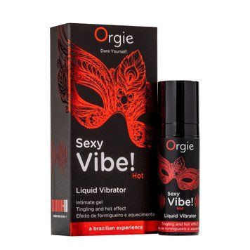 Рідкий вібратор Orgie Sexy Vibe! Hot, 15 мл, зігрівальний, дуже потужний, зі смаком полуниці SX1551 фото - купити в секс-шопі Чорний Кролик