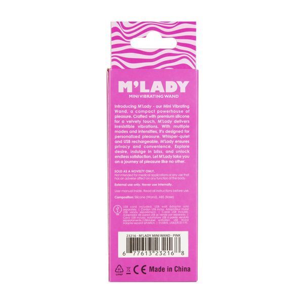 Вібромасажер M&rsquo;Lady Mini Vibrating Wand Pink SX3145 фото - купити в секс-шопі Чорний Кролик