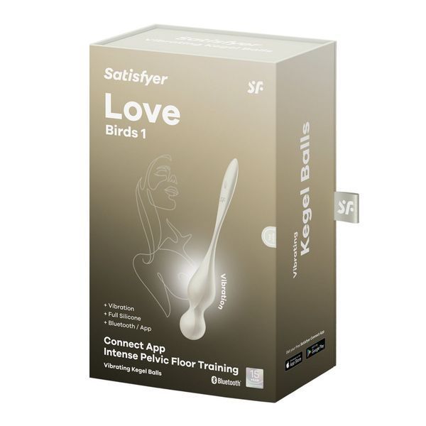 Вагінальні смарт-кульки з вібрацією Satisfyer Love Birds 1 Connect App White, 78 г SX0569 фото - купити в секс-шопі Чорний Кролик