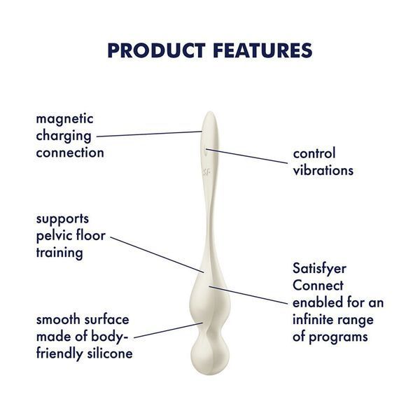 Вагінальні смарт-кульки з вібрацією Satisfyer Love Birds 1 Connect App White, 78 г SX0569 фото - купити в секс-шопі Чорний Кролик