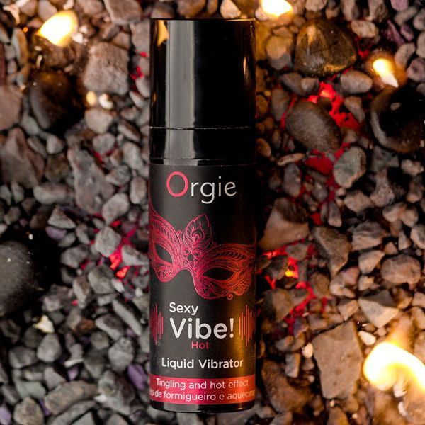 Рідкий вібратор Orgie Sexy Vibe! Hot, 15 мл, зігрівальний, дуже потужний, зі смаком полуниці SX1551 фото - купити в секс-шопі Чорний Кролик