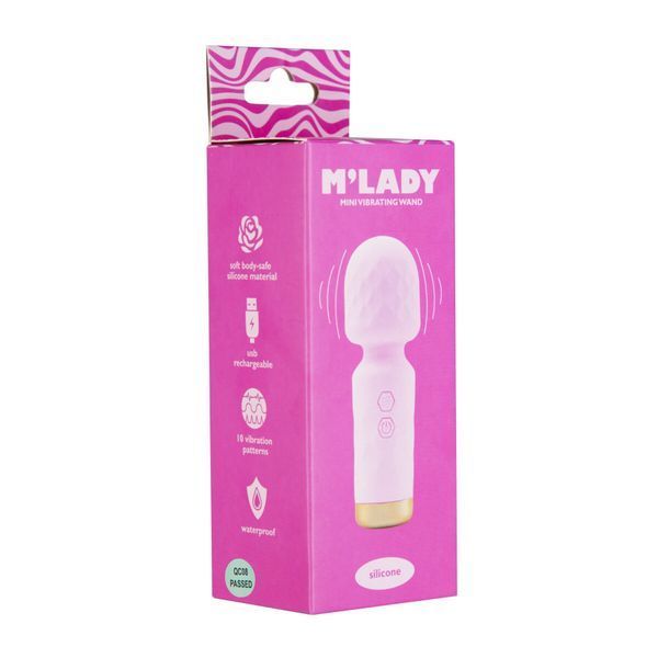 Вібромасажер M&rsquo;Lady Mini Vibrating Wand Pink SX3145 фото - купити в секс-шопі Чорний Кролик