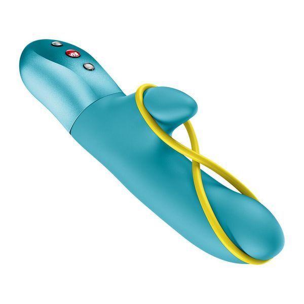 Мінівібратор-кролик зі стимулювальною стрічкою Fun Factory AMORINO Aquamarine, стрічка знімна SX4303 фото - купити в секс-шопі Чорний Кролик