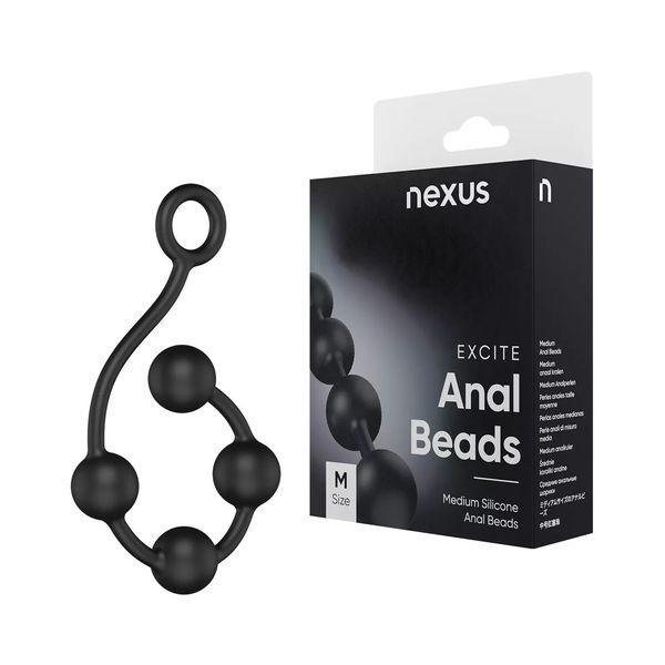 Анальні кульки Nexus Excite Medium Anal Beads, силікон, макс. діаметр 2,5 см SO3071 фото - купити в секс-шопі Чорний Кролик