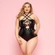Сексуальне боді JSY &laquo;Пристрасна Лорейн&raquo; Plus Size Black, люверси, стрепи, екошкіра, шнурівка SO8378 фото 1