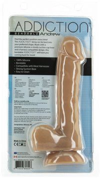 Гнучкий фалоімітатор на присосці ADDICTION &mdash; ANDREW 8&Prime; Silicone Dong &mdash; Caramel, віброкуля в подаруно SO5579 фото - купити в секс-шопі Чорний Кролик