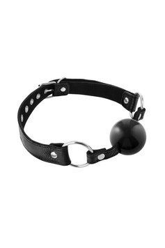Кляп із силіконовою кулькою Fetish Tentation Premium Leather gag with silicone ball Black, шкіра SX1101 фото - купити в секс-шопі Чорний Кролик