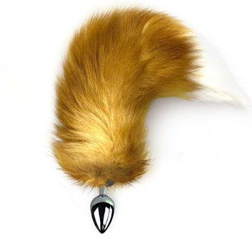 Металева анальна пробка з хвостом із натурального хутра Art of Sex size M Red fox SO6185 фото - купити в секс-шопі Чорний Кролик