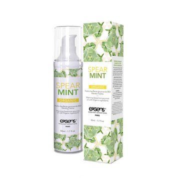 Масажна олія EXSENS Organic Spear Mint 50мл розігрівальна, без цукру, без парабенів, їстівна SO2380 фото - купити в секс-шопі Чорний Кролик