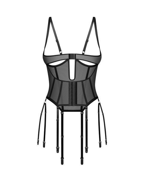 Корсет Obsessive Euphori corset 2XL/3XL SX3085 фото - купити в секс-шопі Чорний Кролик