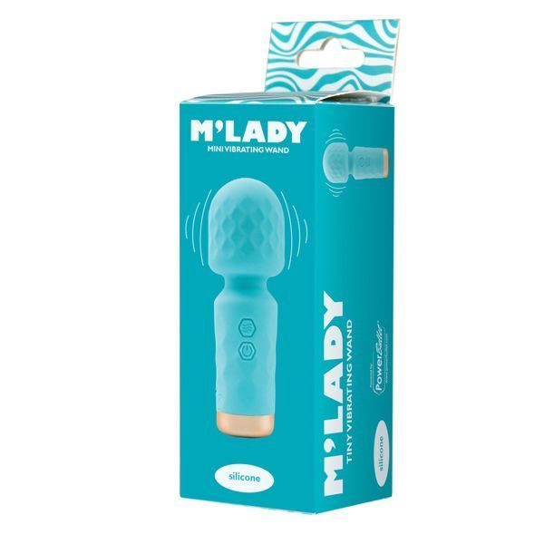 Вібромасажер M&rsquo;Lady Mini Vibrating Wand Teal SX3146 фото - купити в секс-шопі Чорний Кролик