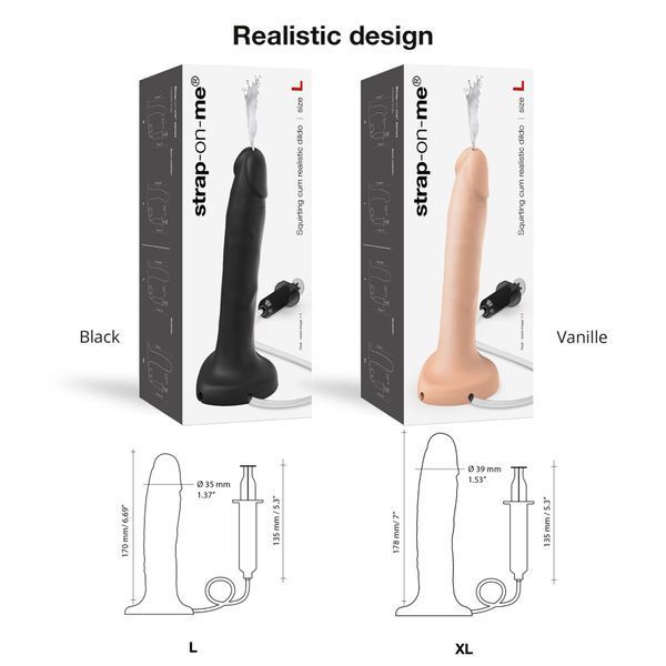 Фалоімітатор, що кінчає Strap-On-Me SQUIRTING CUM DILDO REALISTIC Flesh XL SO9014 фото - купити в секс-шопі Чорний Кролик