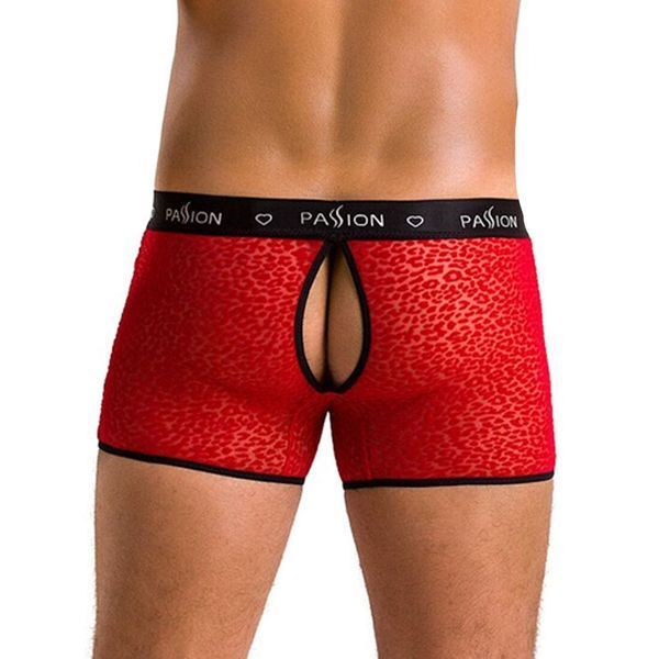 Чоловічі прозорі боксери Passion 046 SHORT PARKER S/M Red, сітка, під леопард SO7610 фото - купити в секс-шопі Чорний Кролик