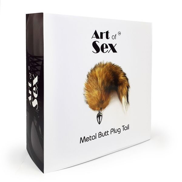 Металева анальна пробка з хвостом із натурального хутра Art of Sex size M Red fox SO6185 фото - купити в секс-шопі Чорний Кролик