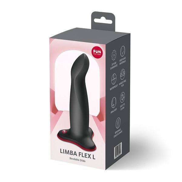 Фалоімітатор Fun Factory LIMBA FLEX L Black, гнучкий, з ефектом пам&rsquo;яті, підходить для точки G SX3673 фото - купити в секс-шопі Чорний Кролик