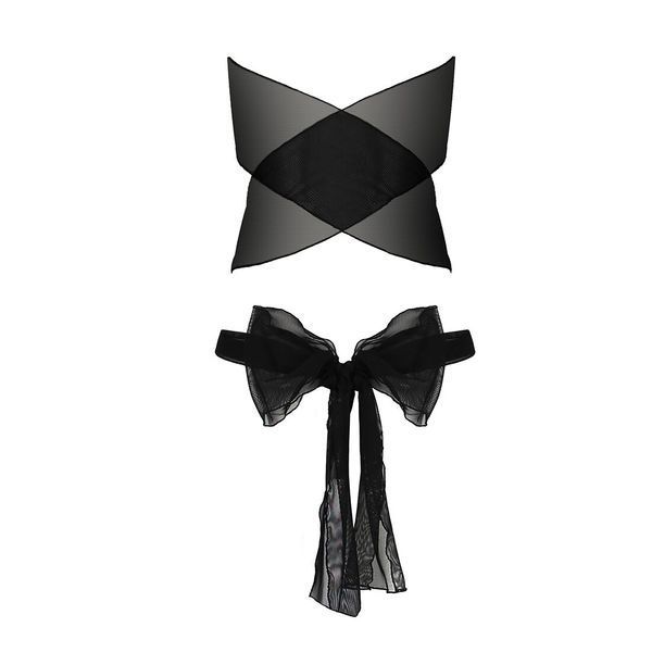 Комплект білизни Passion AMORE SET black, стрінги і ліф у вигляді подарункової стрічки з бантом EL14701 фото - купити в секс-шопі Чорний Кролик