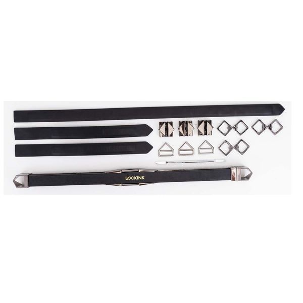 Фіксатор-розпірка LOCKINK Adjustable Spreader Bar Set, чорний, шкіряний, ремені для шиї, рук/ніг SX0853 фото - купити в секс-шопі Чорний Кролик