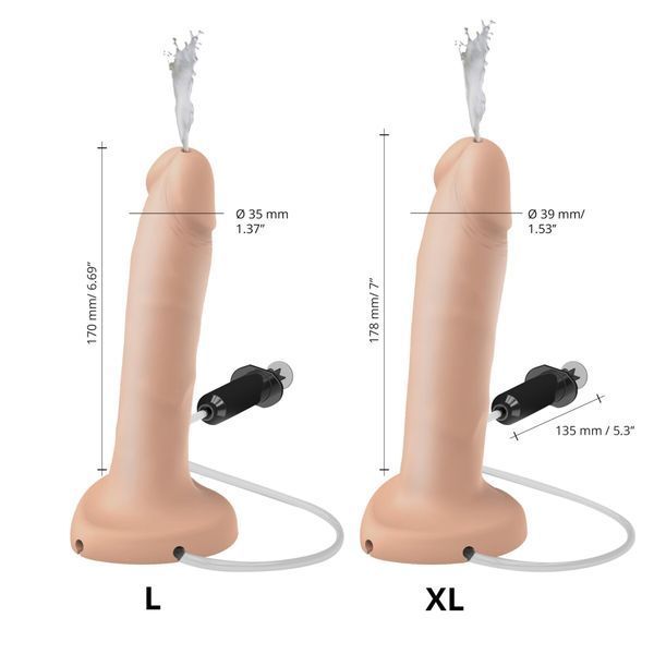 Фалоімітатор, що кінчає Strap-On-Me SQUIRTING CUM DILDO REALISTIC Flesh XL SO9014 фото - купити в секс-шопі Чорний Кролик