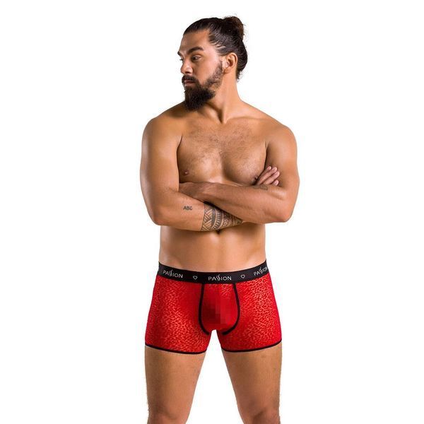 Чоловічі прозорі боксери Passion 046 SHORT PARKER S/M Red, сітка, під леопард SO7610 фото - купити в секс-шопі Чорний Кролик