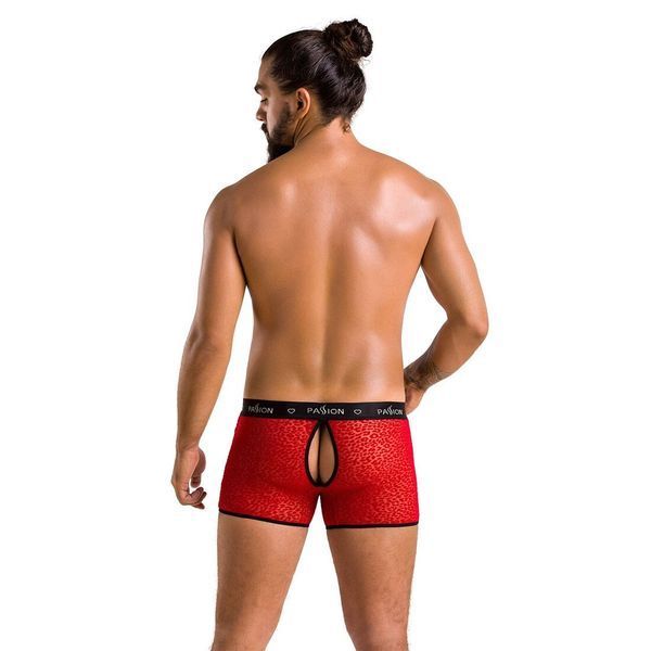 Чоловічі прозорі боксери Passion 046 SHORT PARKER S/M Red, сітка, під леопард SO7610 фото - купити в секс-шопі Чорний Кролик