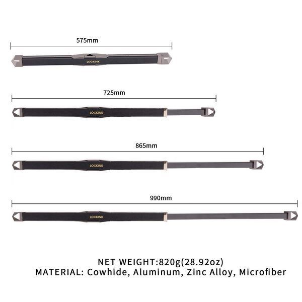 Фіксатор-розпірка LOCKINK Adjustable Spreader Bar Set, чорний, шкіряний, ремені для шиї, рук/ніг SX0853 фото - купити в секс-шопі Чорний Кролик