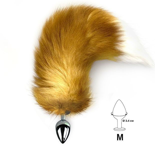 Металева анальна пробка з хвостом із натурального хутра Art of Sex size M Red fox SO6185 фото - купити в секс-шопі Чорний Кролик