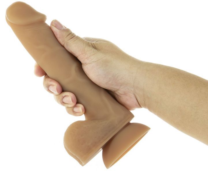 Гнучкий фалоімітатор на присосці ADDICTION &mdash; ANDREW 8&Prime; Silicone Dong &mdash; Caramel, віброкуля в подаруно SO5579 фото - купити в секс-шопі Чорний Кролик