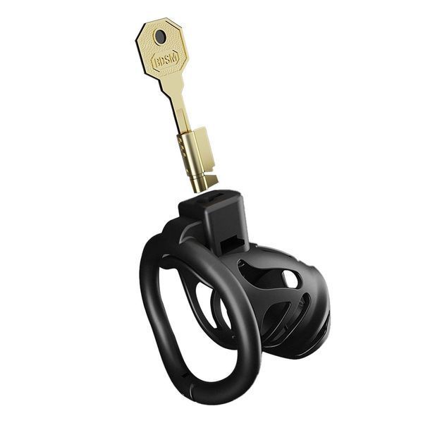 Клітка для пеніса LOCKINK SEVANDA Plastic Penis Chastity Cage, чорна, 3 кільця різних розмірів SX2841 фото - купити в секс-шопі Чорний Кролик