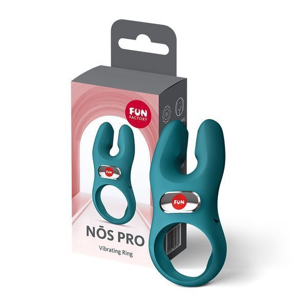 Ерекційне віброкільце з подвійною стимуляцією клітора Fun Factory NŌS PRO Bottle Green, 2 мотори SX3702 фото - купити в секс-шопі Чорний Кролик
