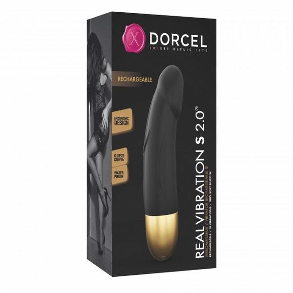 Вібратор Dorcel Real Vibration S Gold 2.0, діаметр 3,7см, перезаряджається, для точки G SO3565 фото - купити в секс-шопі Чорний Кролик