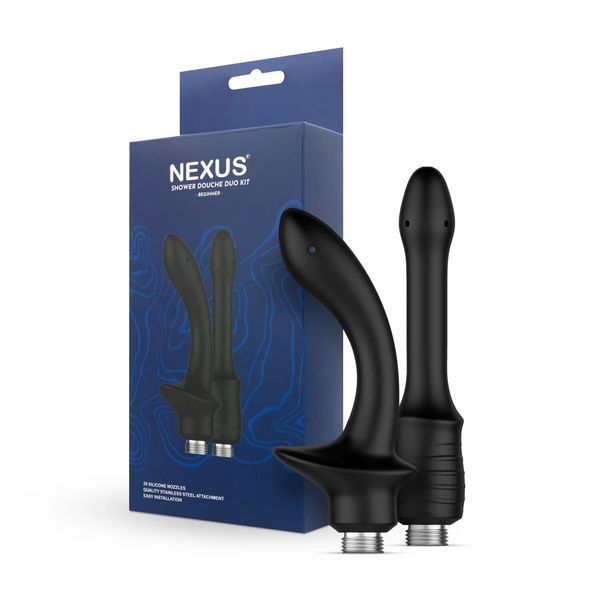 Набір анальних насадок для душу Nexus Beginner Shower Douche Duo Kit &ndash; Black, 2 шт. SO9857 фото - купити в секс-шопі Чорний Кролик