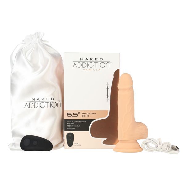 Фалоімітатор-пульсатор Naked Addiction 6.5&Prime; Thrusting Dong With Remote, рухи вперед-назад, пульт ДК SO7756 фото - купити в секс-шопі Чорний Кролик