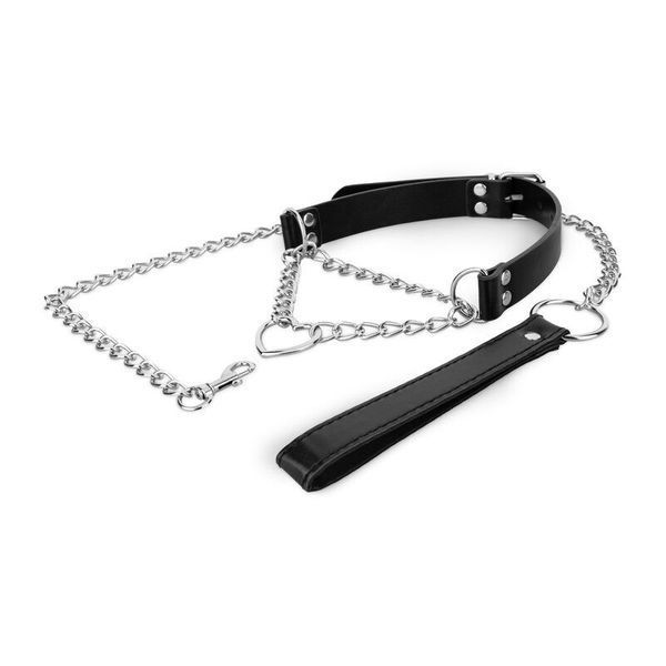 Нашийник з повідцем Bedroom Fantasies: Collar with Chain - Silver SX2207 фото - купити в секс-шопі Чорний Кролик
