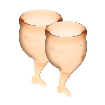 Набір менструальних чаш Satisfyer Feel Secure (orange), 15мл і 20мл, мішечок для зберігання SO3593 фото - купити в секс-шопі Чорний Кролик