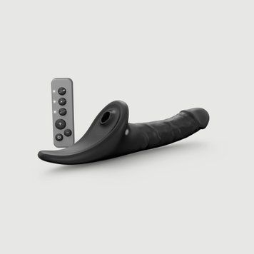 Вібронасадка для страпону з вакуумною стимуляцією Strap-On-Me Multi Orgasm Realistic Dildo L Black SX4038 фото - купити в секс-шопі Чорний Кролик