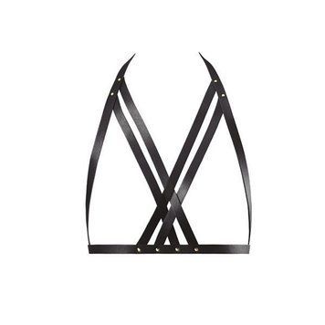 Портупея Bijoux Indiscrets MAZE &mdash; Halter Bra Harness Black SO2683 фото - купити в секс-шопі Чорний Кролик