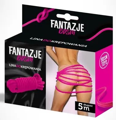 Мотузка для зв'язування Linki - Fantazje BDSM Lina 5m Pink 2900117 2900117 фото - купити в секс-шопі Чорний Кролик