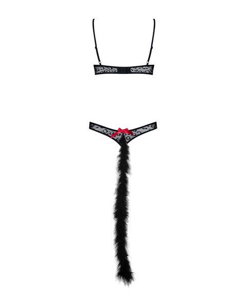 Еротичний костюм гепарду Obsessive Gepardina 3 pcs costume L/XL, чорний, хутряне оздоблення, монокін SO7277 фото - купити в секс-шопі Чорний Кролик
