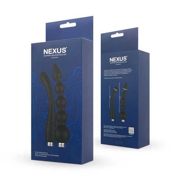 Набір анальних насадок для душу Nexus Advanced Shower Douche Duo Kit &ndash; Black, 2 шт SO9858 фото - купити в секс-шопі Чорний Кролик