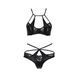 Комплект белья Passion Exclusive NAVEL SET S/M, black, трусики и лиф с элементами под латекс PS24902 фото 5