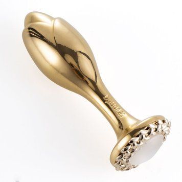 Металева анальна пробка LOCKINK SEVANDA Pearl Rose-shape Anal Plug, зі штучною перлиною SX0888 фото - купити в секс-шопі Чорний Кролик