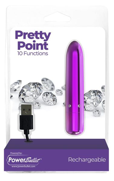 Віброкуля PowerBullet - Pretty Point Rechargeable Bullet Purple SO5565 фото - купити в секс-шопі Чорний Кролик