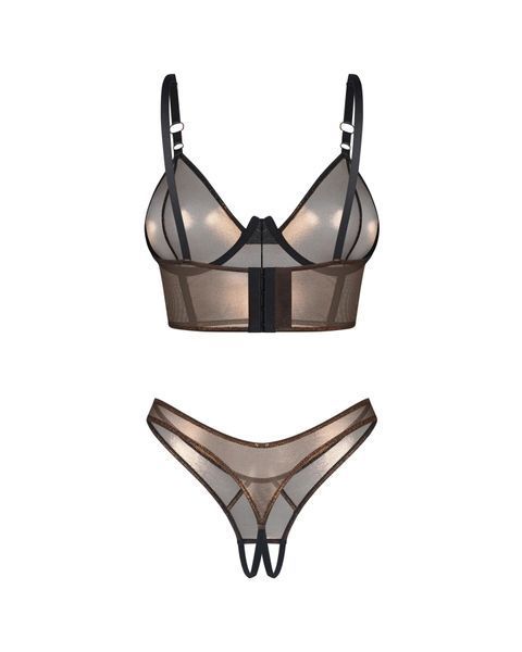 Комплект Obsessive Soranna top & crotchless thong S/M SX3624 фото - купити в секс-шопі Чорний Кролик