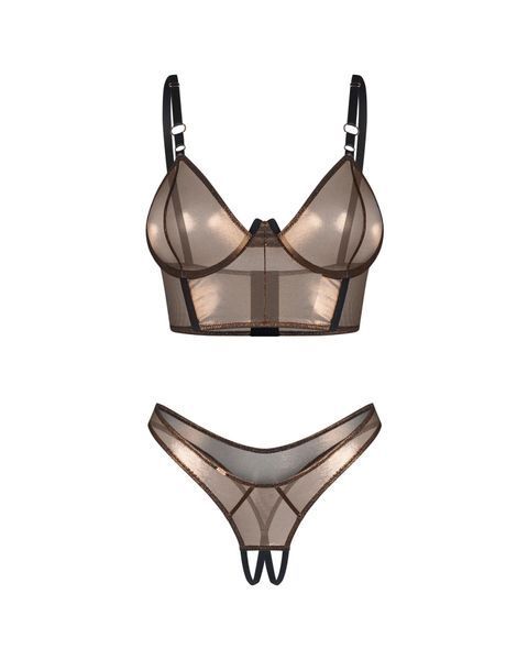 Комплект Obsessive Soranna top & crotchless thong S/M SX3624 фото - купити в секс-шопі Чорний Кролик
